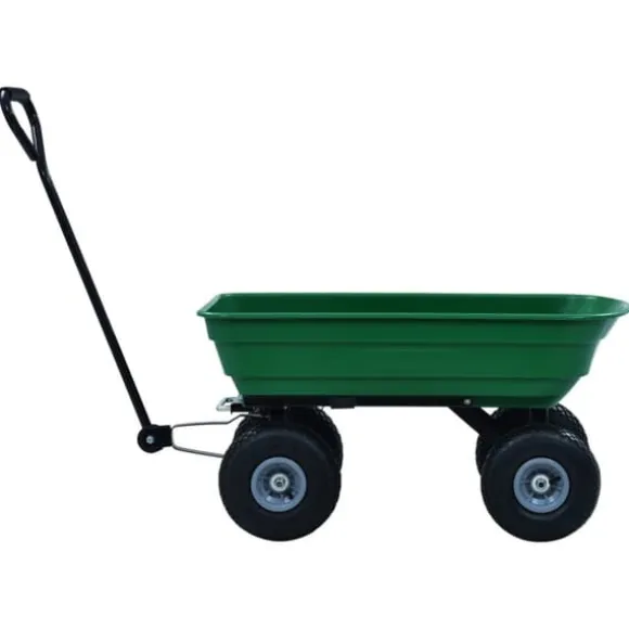 Vippelig havevogn 300 kg - Robust trillebør til haveopgaver | Farve: Grøn | Størrelse: 75 l