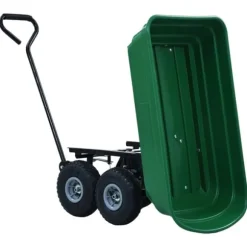 Vippelig havevogn 300 kg - Robust trillebør til haveopgaver | Farve: Grøn | Størrelse: 75 l
