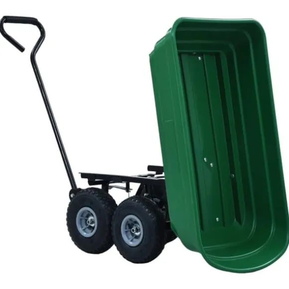 Vippelig havevogn 300 kg - Robust trillebør til haveopgaver | Farve: Grøn | Størrelse: 75 l