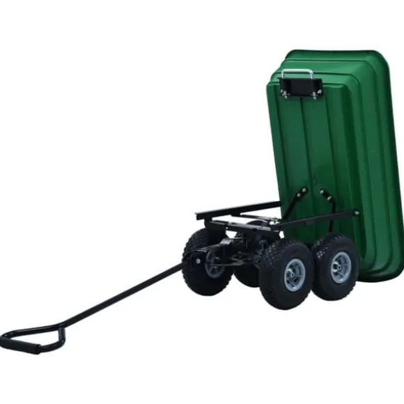 Vippelig havevogn 300 kg - Robust trillebør til haveopgaver | Farve: Grøn | Størrelse: 75 l
