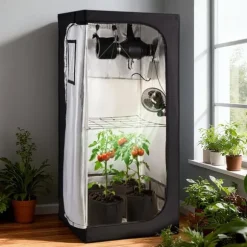 Væksttelt sæt - Indendørs plantetelt - Størrelse 80 x 80 x 180 cm - Fuldspektrum LED grolys - Ventilationssystem - Højreflekterende Mylar 600D