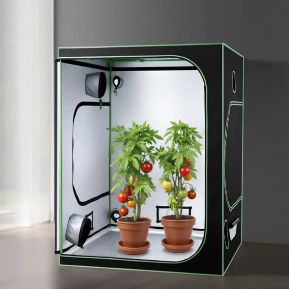 Væksttelt sæt - Indendørs plantetelt - 150 x 150 x 200 cm - Fuldspektrum LED vækstlys - Ventilationssystem - 600D højreflekterende Mylar