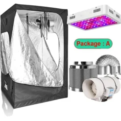 Væksttelt Sæt, Fuldspektret LED Lys, Holdbare Materialer,60x60x140cm kit, Pakke A