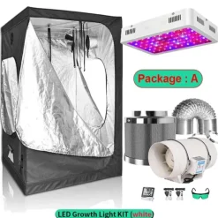 Væksttelt Sæt, Fuldspektret LED Lys, Holdbare Materialer,60x60x140cm kit, Pakke A