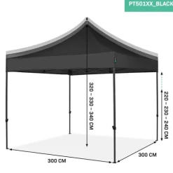 VONROC Easy-Up Party Telt - 3x3 m | Sort