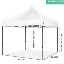 VONROC Easy-Up Party Telt - 3x3 m | Hvid