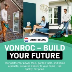 VONROC Højtryksrenser PRO - 2500W | 195 bar – Fuge- og Facaderenser – Terrasserenser 468 l/h inkl. Premium Tilbehør | Ideel til Mos- og Stenrensning | CDON