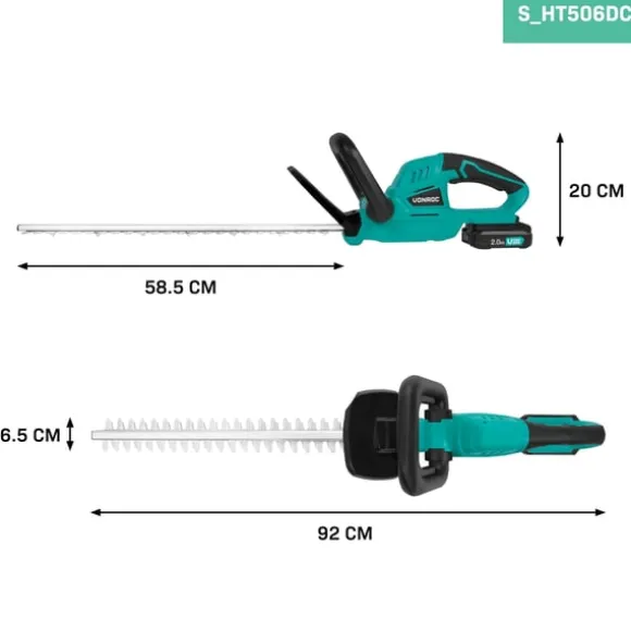 VONROC Hækkeklipper 20V - 520mm | Inkl. 2.0Ah Akku og oplader
