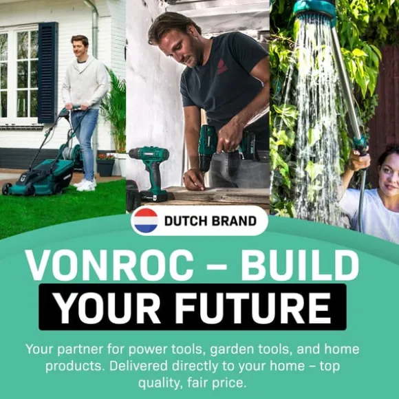 VONROC Kompostkværn 2500W - Til grene op til Ø45mm | Inkl. 45L opsamlingspose