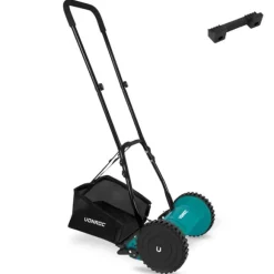 VONROC Plæneklipper - Håndskubber - Manuel - 300 mm | 14L | 4 justerbare højdeindstillinger | inkl. vægbeslag