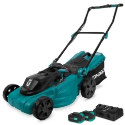 VONROC Plæneklipper 40V - 4.0Ah - 38cm | 45L | Støjsvag & Kraftfuld | Inkl. 2x 4.0Ah akku og dobbeltoplader