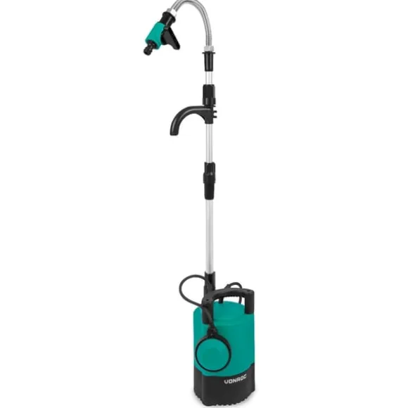 VONROC Regnvandstønde - Pumpe – 400W | 5200 lt/t | Justerbar Flydekontakt & Højdeophæng | Til Havevanding med Regnvand
