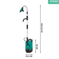 VONROC Regnvandstønde - Pumpe – 400W | 5200 lt/t | Justerbar Flydekontakt & Højdeophæng | Til Havevanding med Regnvand
