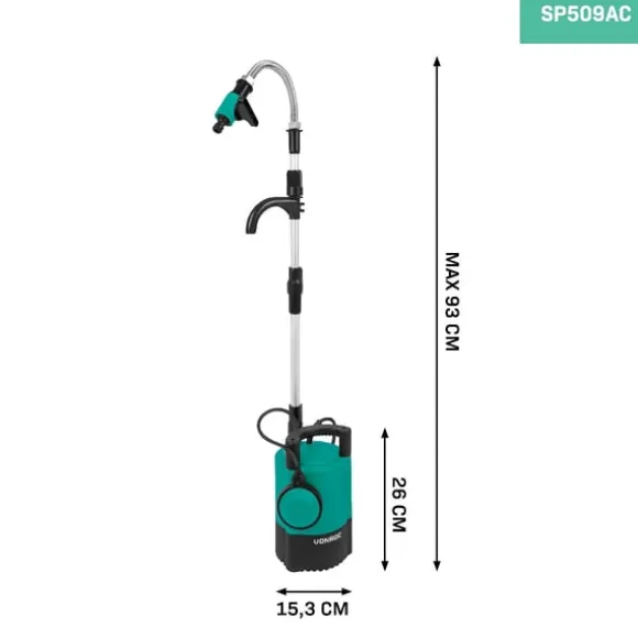 VONROC Regnvandstønde - Pumpe – 400W | 5200 lt/t | Justerbar Flydekontakt & Højdeophæng | Til Havevanding med Regnvand