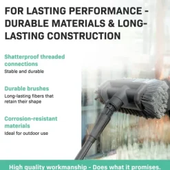 VONROC Teleskop - rengørings - børste | 4.60m | Inkl. multibørste, slange og sæbedispenser