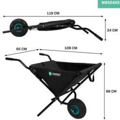 VONROC Trillebør - 50 liter | Sammenklappelig | 30 kg / 50L Kapacitet – Letvægt – Pladsbesparende