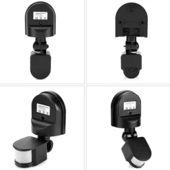 110V-240V justerbar PIR kropsbevægelse infrarød sensor detektor lyspære afbryder (sort)