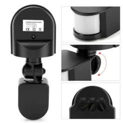 110V-240V justerbar PIR kropsbevægelse infrarød sensor detektor lyspære afbryder (sort)