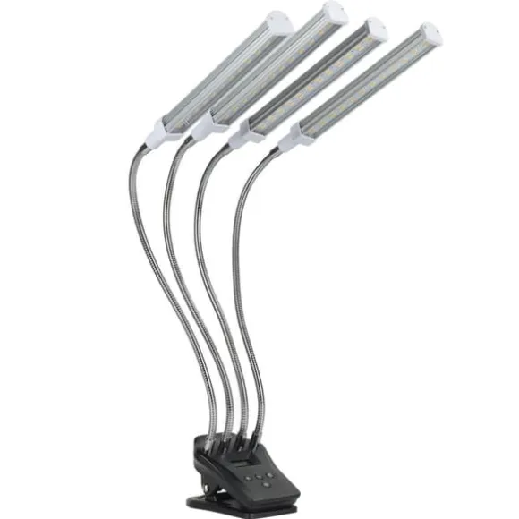 96W LED Grow Lamp LCD Display 4 Head 360° Justerbar Sølv Plant Grow Light til drivhus 100‑240VUK stik