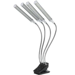 96W LED Grow Lamp LCD Display 4 Head 360° Justerbar Sølv Plant Grow Light til drivhus 100‑240VUK stik