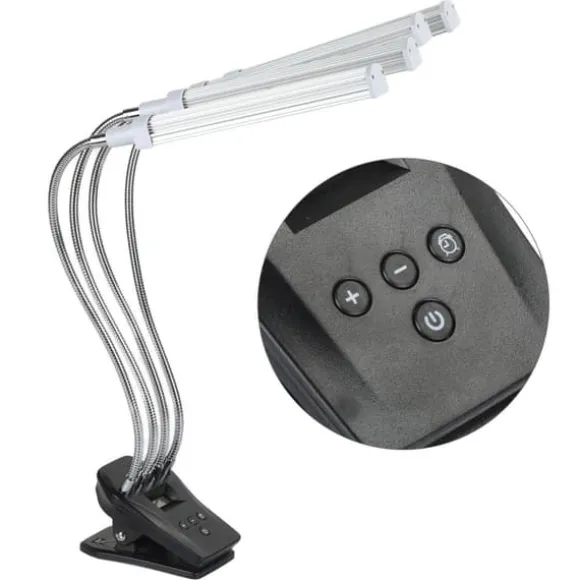 96W LED Grow Lamp LCD Display 4 Head 360° Justerbar Sølv Plant Grow Light til drivhus 100‑240VUK stik