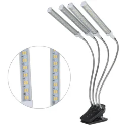 96W LED Grow Lamp LCD Display 4 Head 360° Justerbar Sølv Plant Grow Light til drivhus 100‑240VUK stik