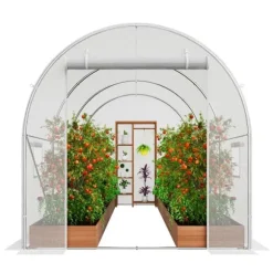 Walk-in Tunnel Drivhus 9,58x6,43x6,23ft, Galvaniseret Ramme, PE Dække, Hvid, Holdbarhed, Effektiv Luftcirkulation