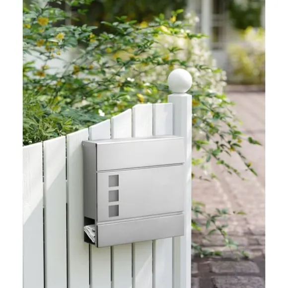 Wall Letterbox - Letterbox - Med avisboks - med lås - sølv