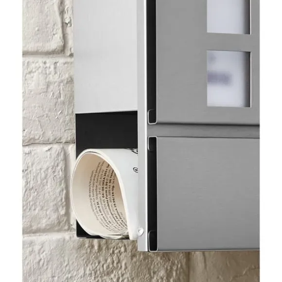 Wall Letterbox - Letterbox - Med avisboks - med lås - sølv