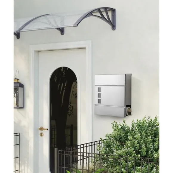 Wall Letterbox - Letterbox - Med avisboks - med lås - sølv