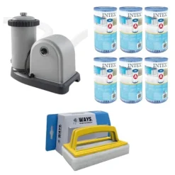 WAYS - Poolvedligeholdelse - Filterpumpe 5678 L/h & 6 filtre Type A &WAYS skrubbebørste