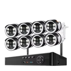 WiFi Overvågningskamera System, 3MP/5MP Opløsning, Nattesyn,8CH 8 Kamera 3MP, 3T Indbygget HDD