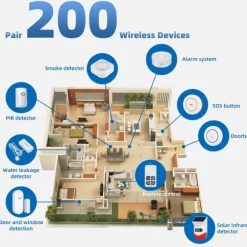 WiFi Smart Home Security Alarm System med sensorer