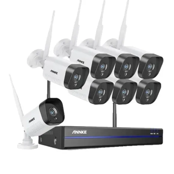 WiFi-sikkerhedskamerasystem, 5 MP NVR, AI menneskelig detektion, 8 kameraer, indbygget harddisk, ingen