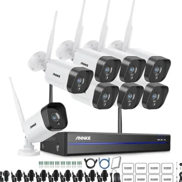 WiFi-sikkerhedskamerasystem, 5 MP NVR, AI menneskelig detektion, 8 kameraer, indbygget harddisk, ingen