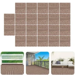 WPC terrassefliser - Kliksystem - 22-pak - 30×30 cm - 20 mm Tykkelse - Præget træstruktur - Bæreevne 500 kg - Mørk khaki