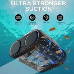 WYBOT C1 Batteridrevet robotpoolrenser - 150 min. driftstid - 2642GPH sugning - Bluetooth/app-styring - til pools op til 150 m²