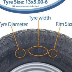13x5.00-6 Dæk og fælge til græsplæneklipper Wanda P332, 20 mm 6304 lejer (sæt med 2)