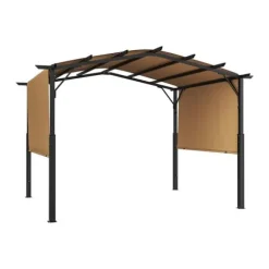 10x12 fod Udendørs Udtrækkelig Pergola, Buet Top Metalpergola, med Baldakin