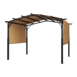 10x10 fod Udtrækkelig Pergola, Udendørs Buet Top Metal Pergola, med Baldakin
