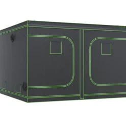 10x10 hydroponisk voksetelt, 120'' x 120'' x 80'', højreflekterende 600D Mylar med vindue, værktøjstaske og gulvbakke til indendørs planter.