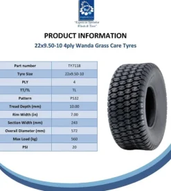 22x9.50-10 4-lags græsdæk til John Deere Gator, Turf, plænedæk, Utility P532