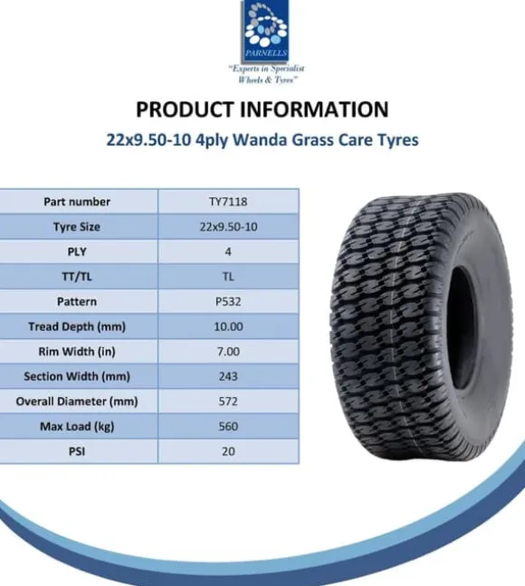 22x9.50-10 4-lags græsdæk til John Deere Gator, Turf, plænedæk, Utility P532