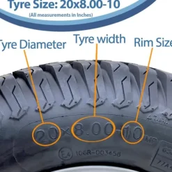 20x8.00-10 Plæneklipperhjul med 4 knopper Turf Wanda 100 mm PCD Road Legal (sæt med 2)