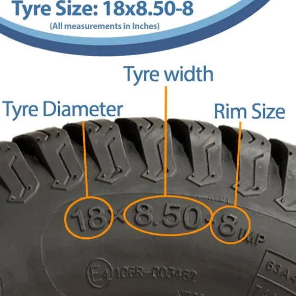 18x8.50-8 4ply Multi turf græsdæk på 100 mm pcd-fælg med fire knopper - sæt med 2 -.
