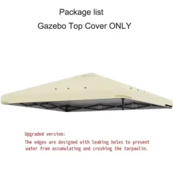 3x3m Gazebo Telt Cover, Oxford Materiale, Vandtæt, Dobbelt Lag Design,ny Enkelt Beige, 3m * 3m