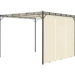 3x3m Havepavillon med gardin - Holdbar stålkonstruktion | Farve: Creme | Størrelse: 3x3x2,25 m