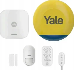 Yale smart alarm startsæt med 6 elementer - Styreenhed, Sirene, Tastatur, Fjernbetjening, Bevægelsesdetektor, Vindue-/dørdetektor