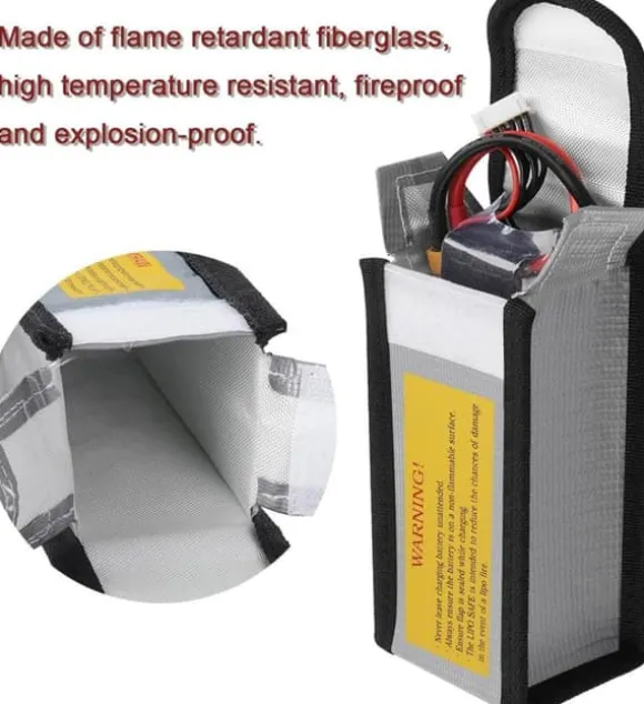 Yunique - Sikkerhedsetui til lipobatterier, 1 pc, flammehæmmende og anti-eksplosionsmateriale, dimensioner 125x64x50 mm - beskyttelsesetui til RC