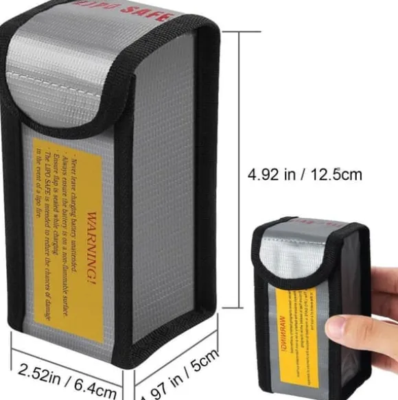 Yunique - Sikkerhedsetui til lipobatterier, 1 pc, flammehæmmende og anti-eksplosionsmateriale, dimensioner 125x64x50 mm - beskyttelsesetui til RC